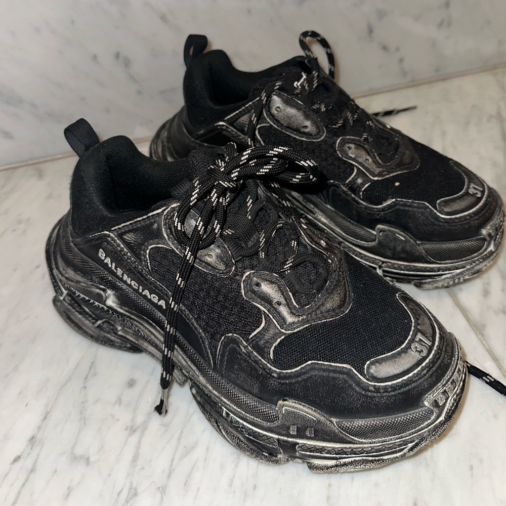 Balenciaga Faded Black Triple S Track Sneakers 37 women’s